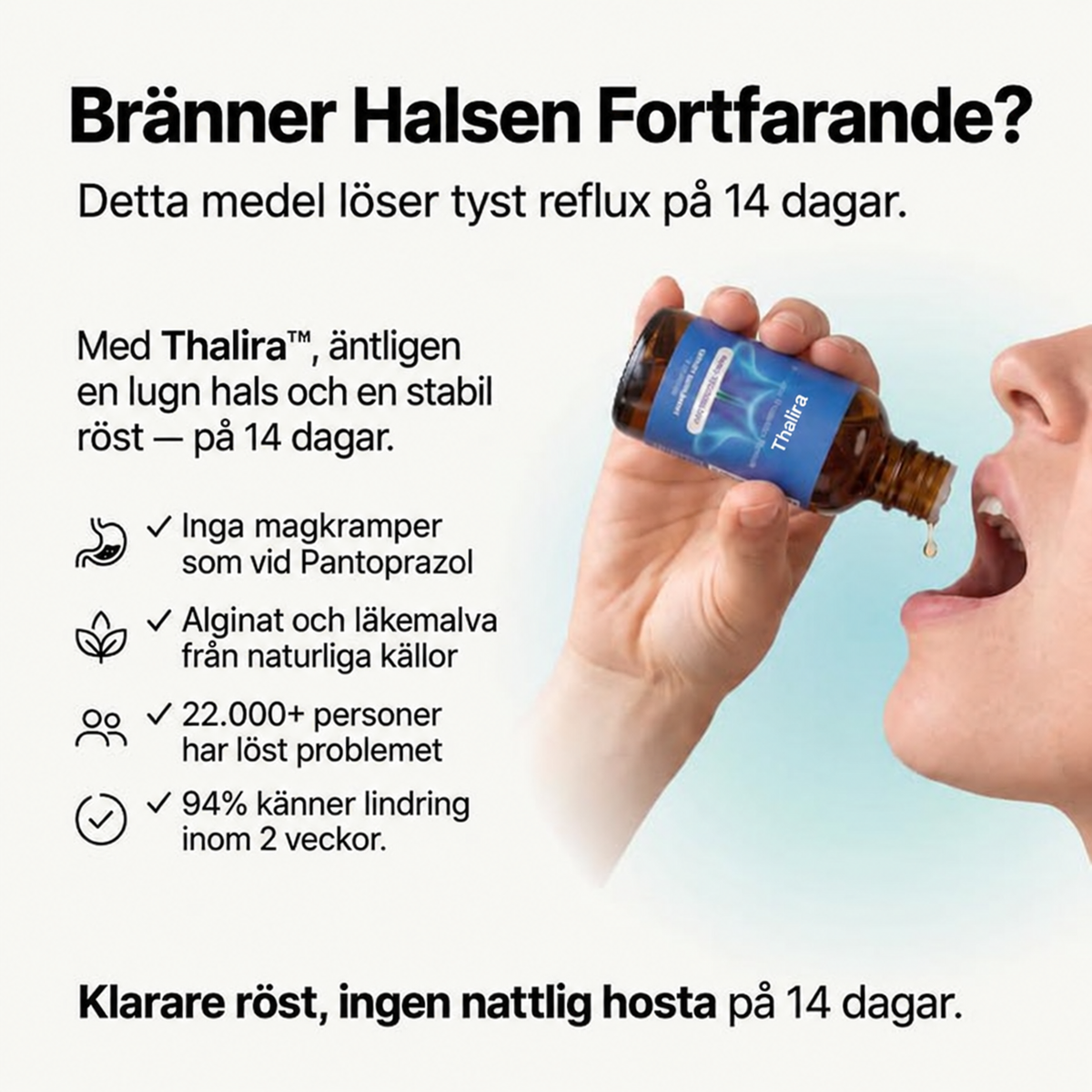 Thalira™ | Flytande formula för lugnare hals & behagligare kvällar