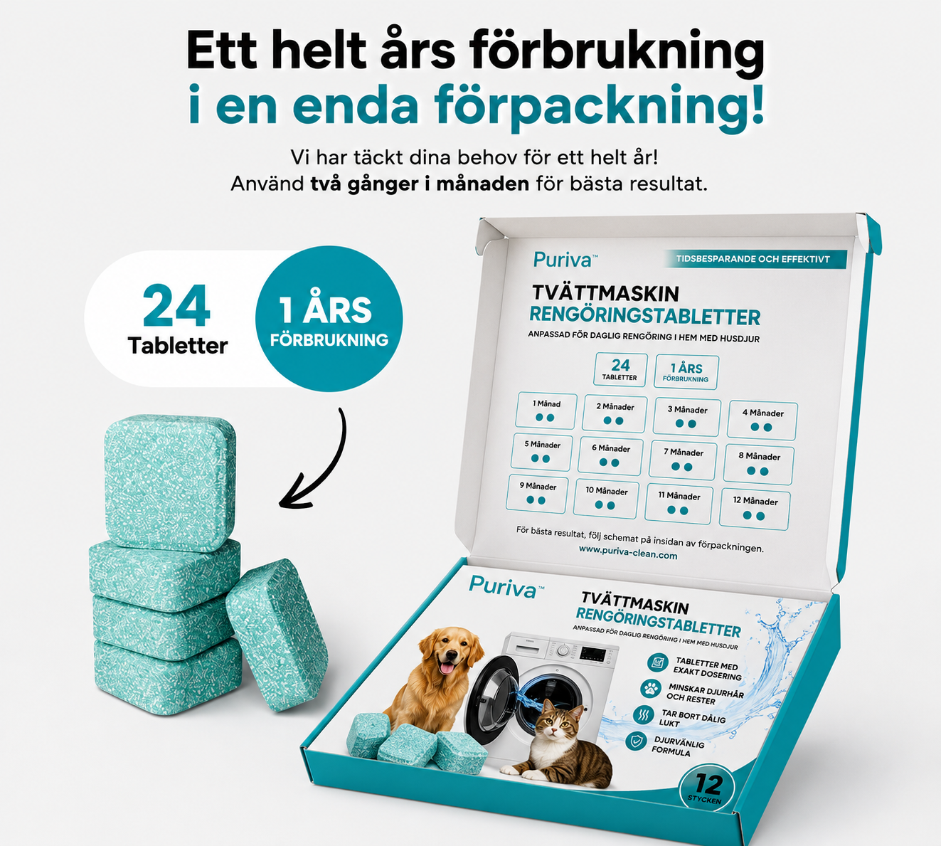 Puriva™ | Eliminera dålig lukt och dolda rester i tvättmaskinen