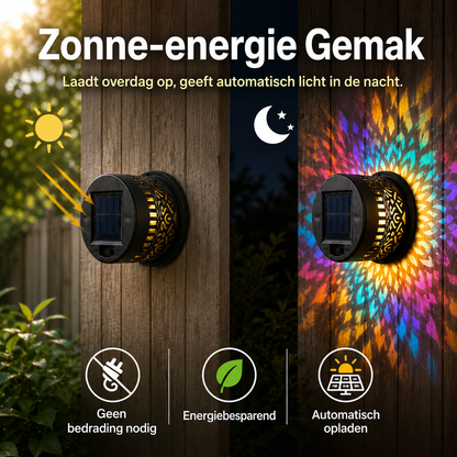 ProjectAura™ | Solenergi Mandala Vägglampa med Projektor