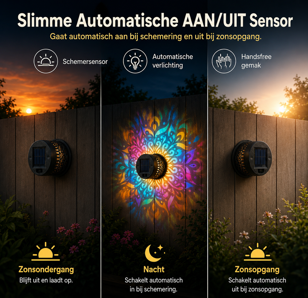 ProjectAura™ | Solenergi Mandala Vägglampa med Projektor