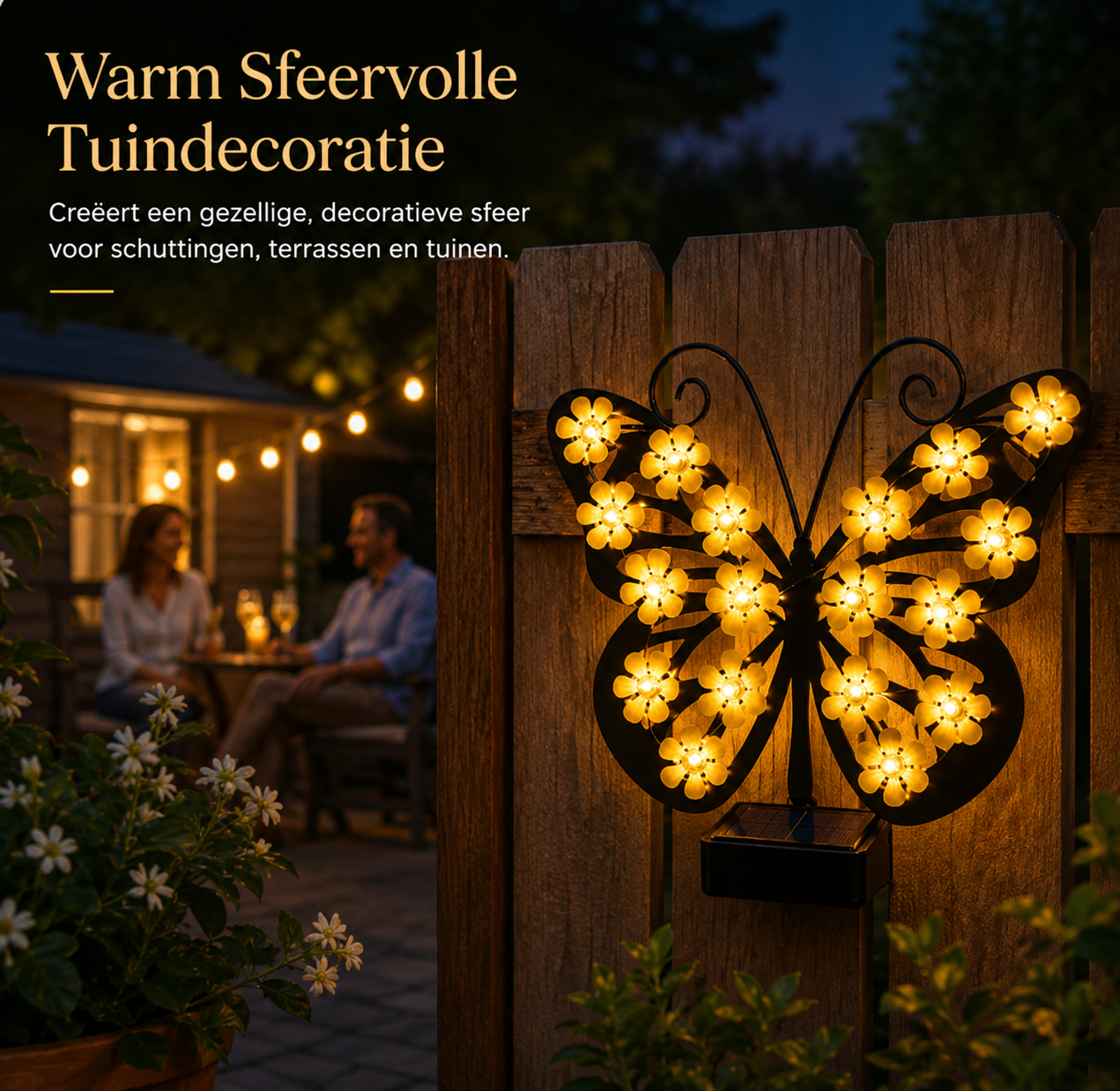 "FlutterBloom™ | Solenergidriven Dekorativ LED Fjärilslampa i Blomform