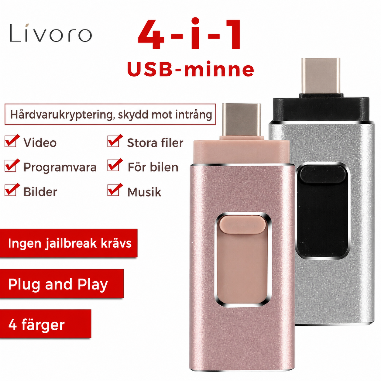4-i-1 USB-minne – Ha alltid extra lagringsutrymme nära till hands