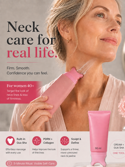 PDRN Collagen Gua Sha Halskräm för rynkor | Minskar synliga halslinjer & stramar upp huden