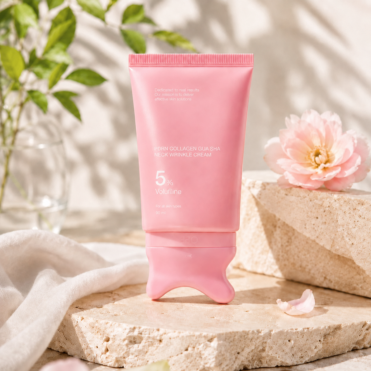PDRN Collagen Gua Sha Halskräm för rynkor | Minskar synliga halslinjer & stramar upp huden