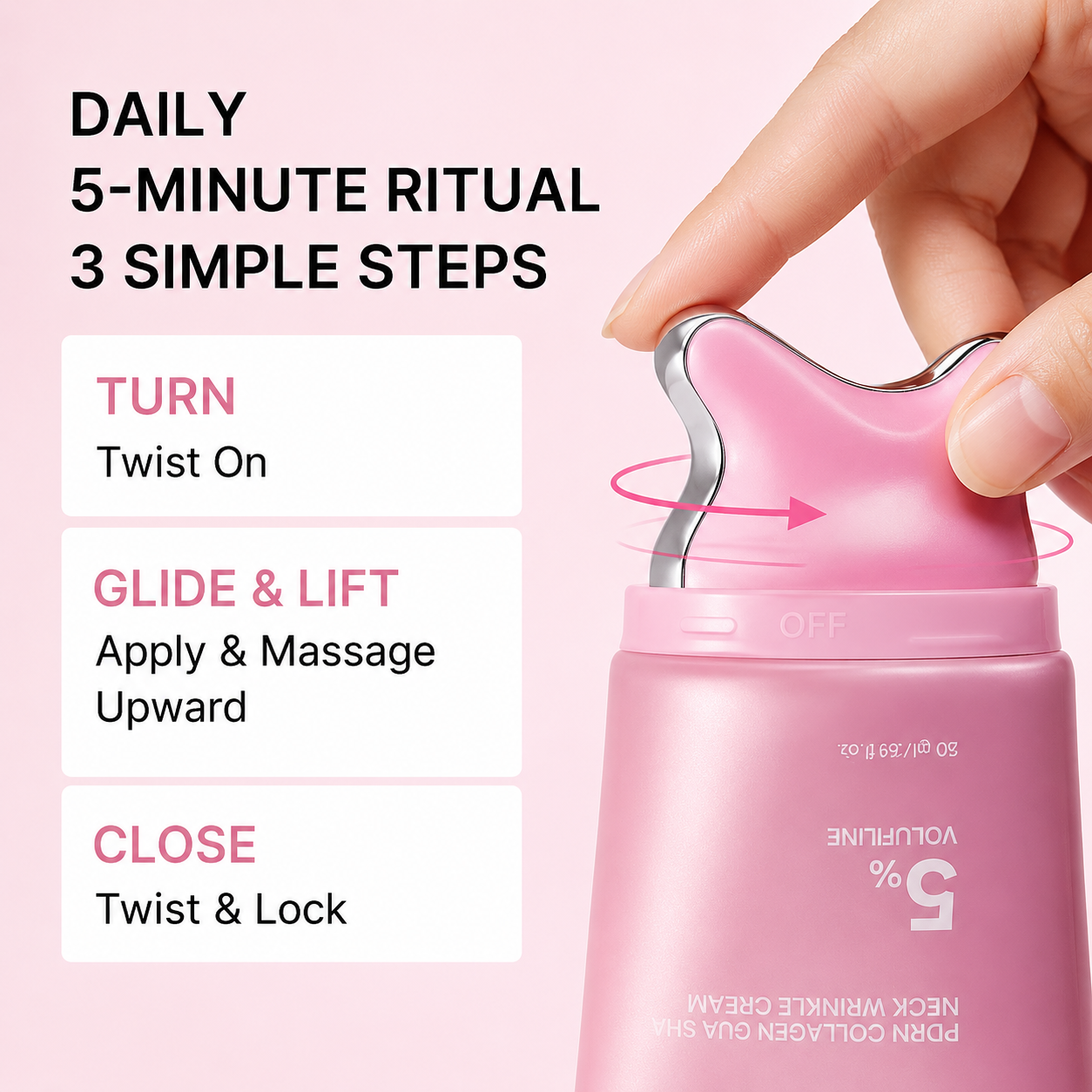 PDRN Collagen Gua Sha Halskräm för rynkor | Minskar synliga halslinjer & stramar upp huden