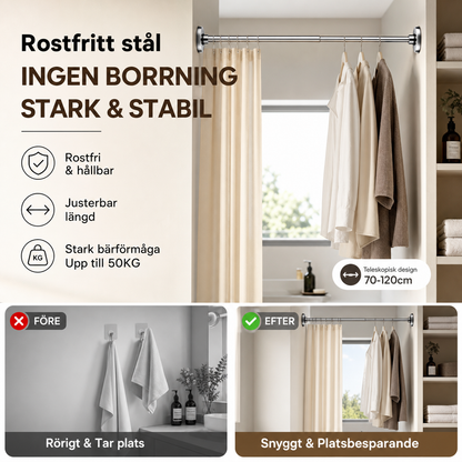 Hängstång - för enkel förvaring utan borrning