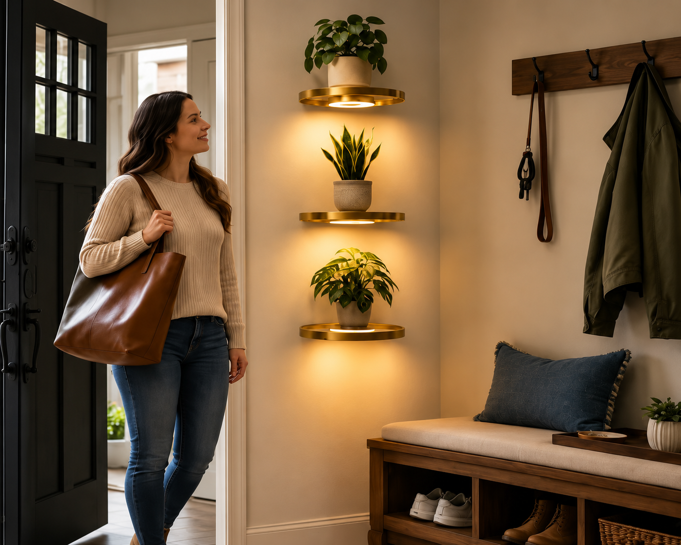 LjusHylla™ | Förvandla tomma väggar till en stilfull blickfångare med varm LED-belysning