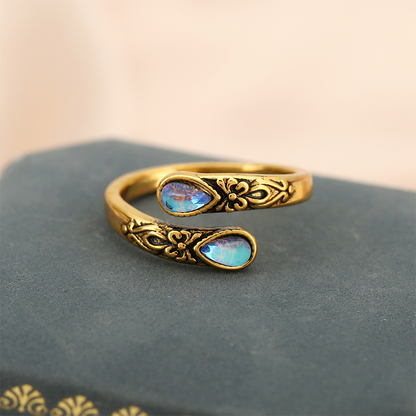 💍 1+1 GRATIS! ⏳ Moonring™ – Vintage justerbar öppen ring med droppformad glödande zirkon – elegant, tidlös och perfekt för både vardag och fest 💧✨